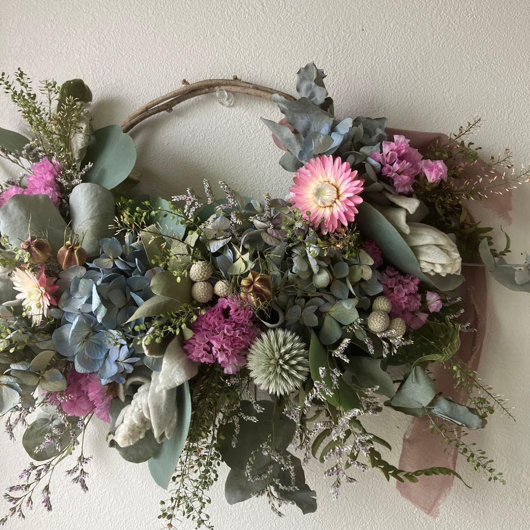 夏☀︎SALE！紫陽花とピンクのハーフリース　ルリタマアザミ