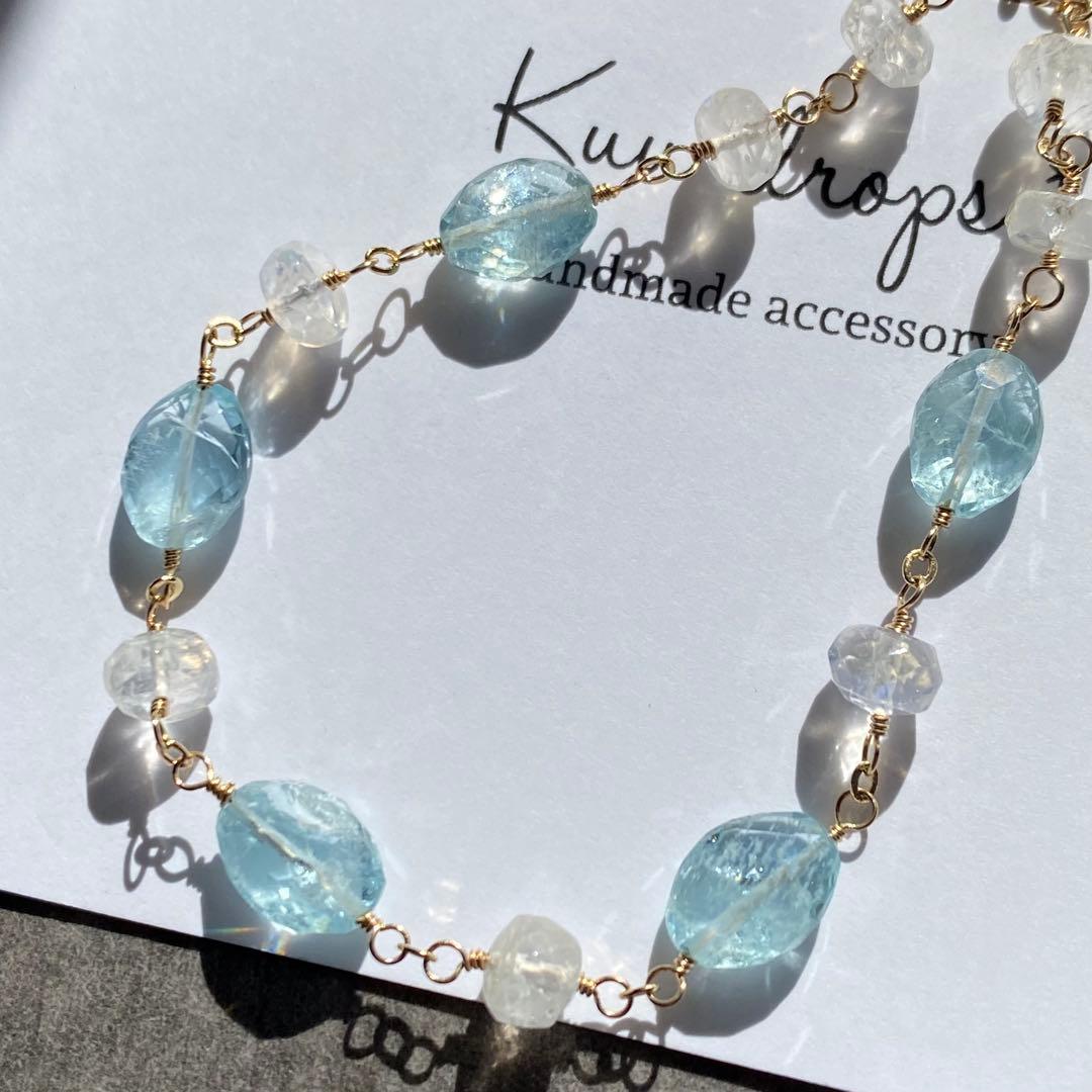 アクアマリン&ブルームーン✴︎14kgfブレスレットB191