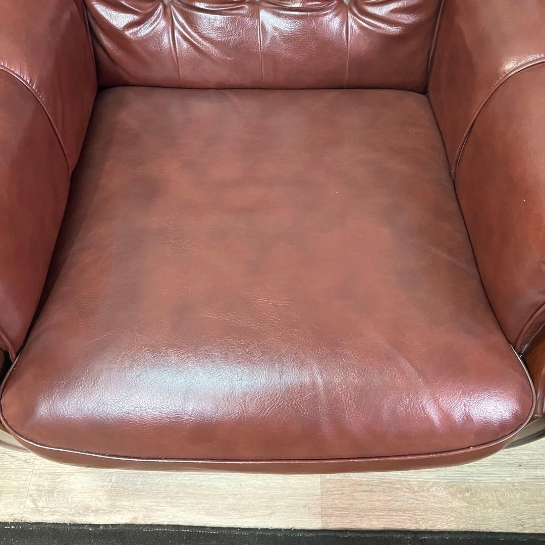 ꧁カリモク家具 karimoku꧂1人掛けアームソファ ブラウンレザー 合成皮革