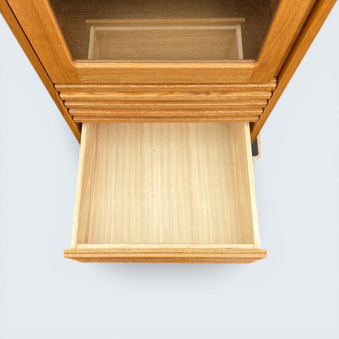 起立木工 天然木 キャビネット 食器棚 本棚 オーク材 北欧風