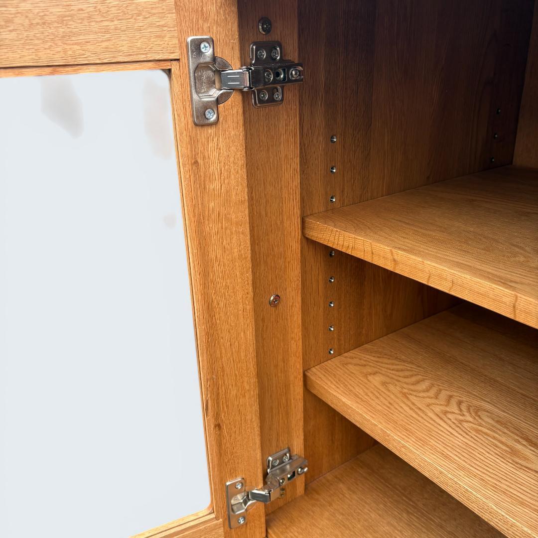 起立木工 天然木 キャビネット 食器棚 本棚 オーク材 北欧風