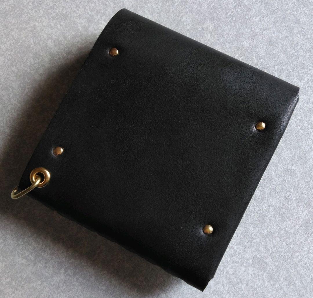 茶芯 染め★スマート・トラッカーウォレットＬ改　ブラック★栃木レザーヌメ革