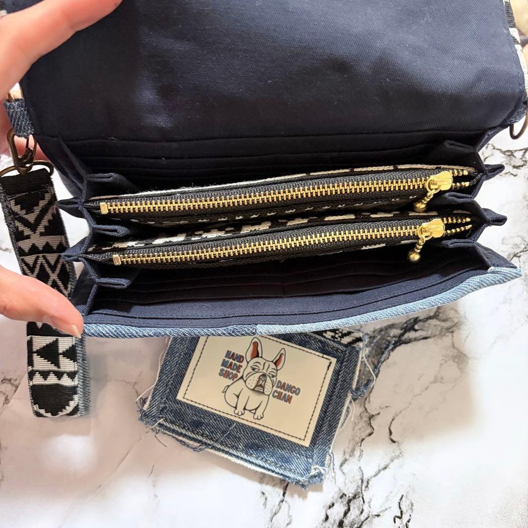 デニムリメイク　財布　ネイティブ柄　一点物