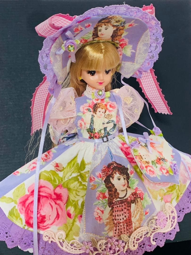 果鈴糖　ヴィクトリアン＊少女と桜＋薔薇(ラベンダー)ロリータドレス