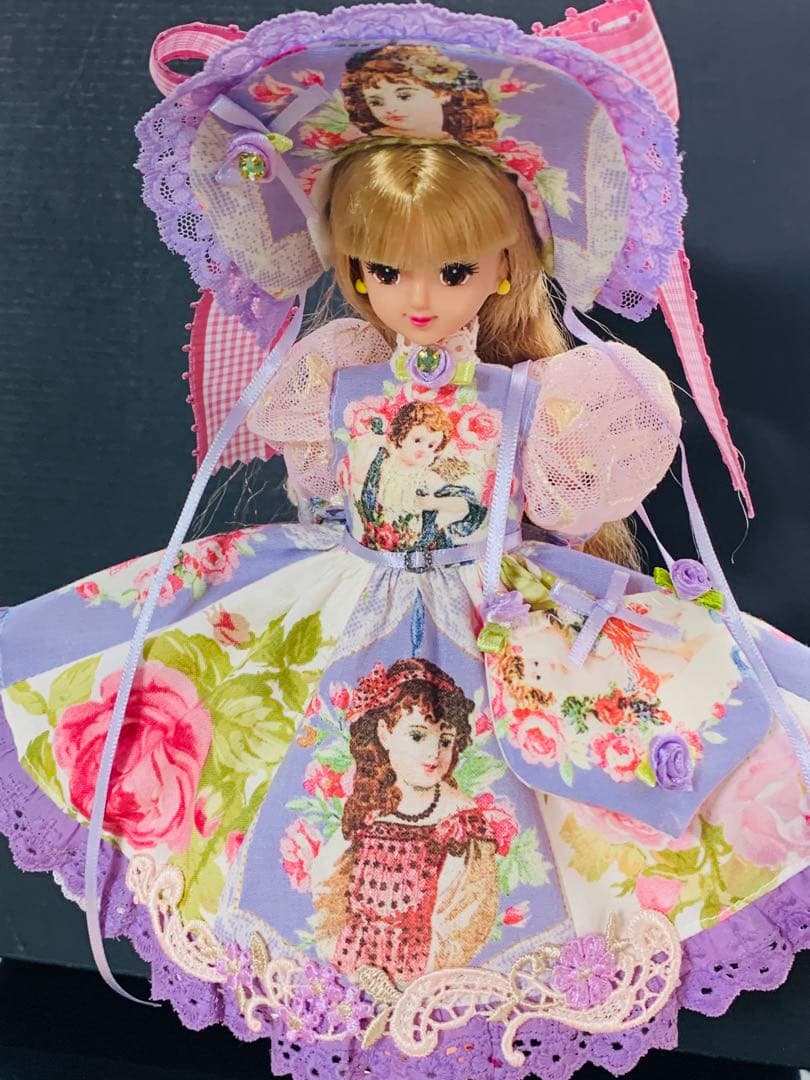 果鈴糖　ヴィクトリアン＊少女と桜＋薔薇(ラベンダー)ロリータドレス