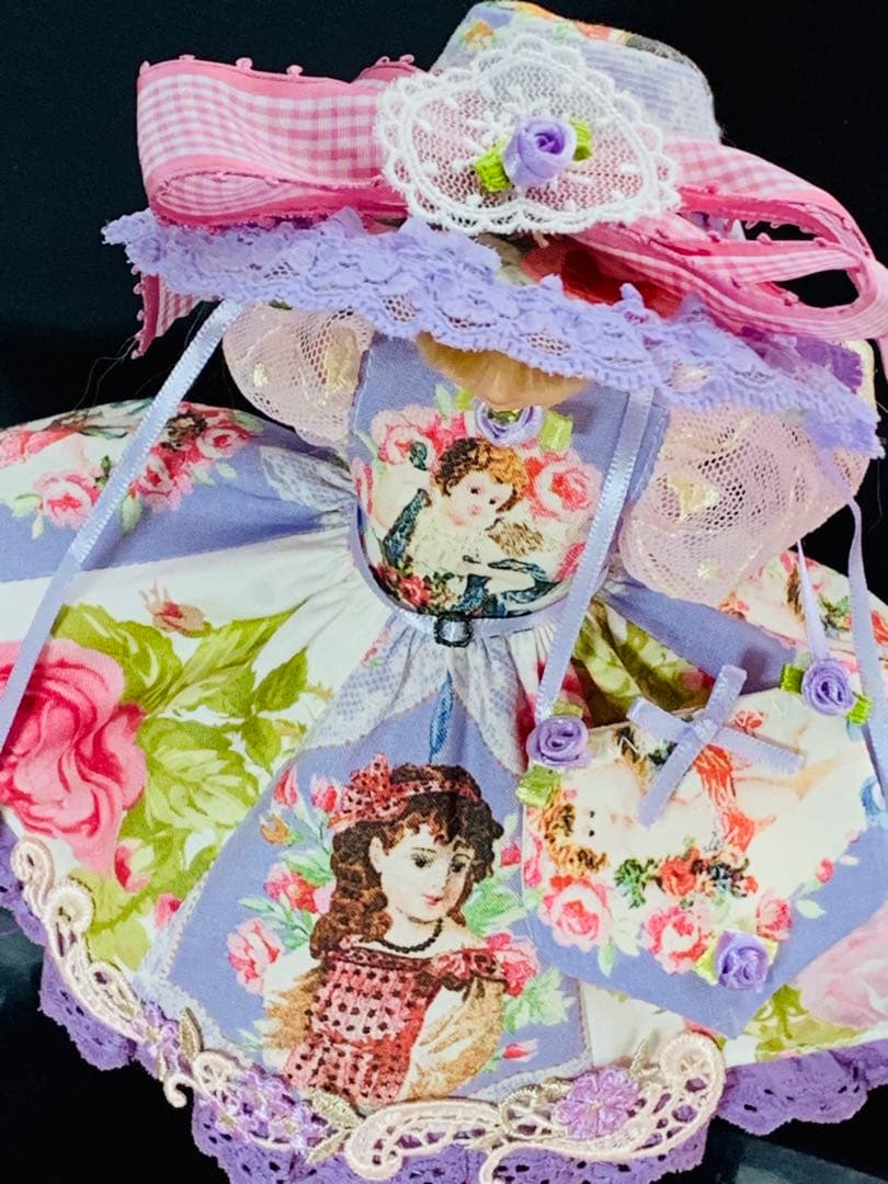 果鈴糖　ヴィクトリアン＊少女と桜＋薔薇(ラベンダー)ロリータドレス