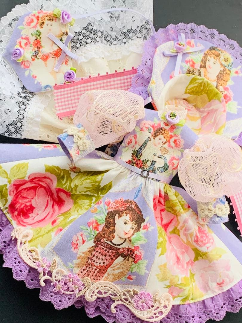 果鈴糖　ヴィクトリアン＊少女と桜＋薔薇(ラベンダー)ロリータドレス