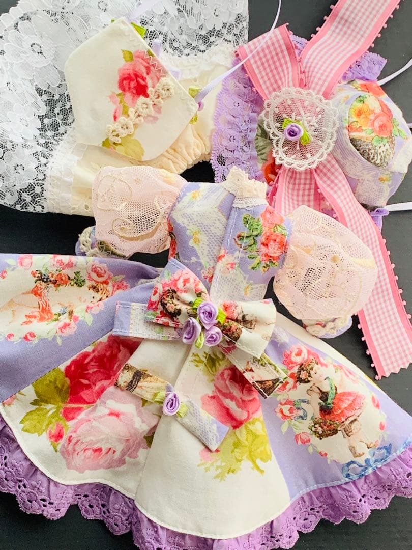 果鈴糖　ヴィクトリアン＊少女と桜＋薔薇(ラベンダー)ロリータドレス