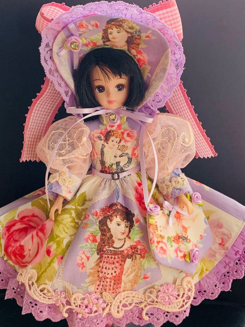 果鈴糖　ヴィクトリアン＊少女と桜＋薔薇(ラベンダー)ロリータドレス