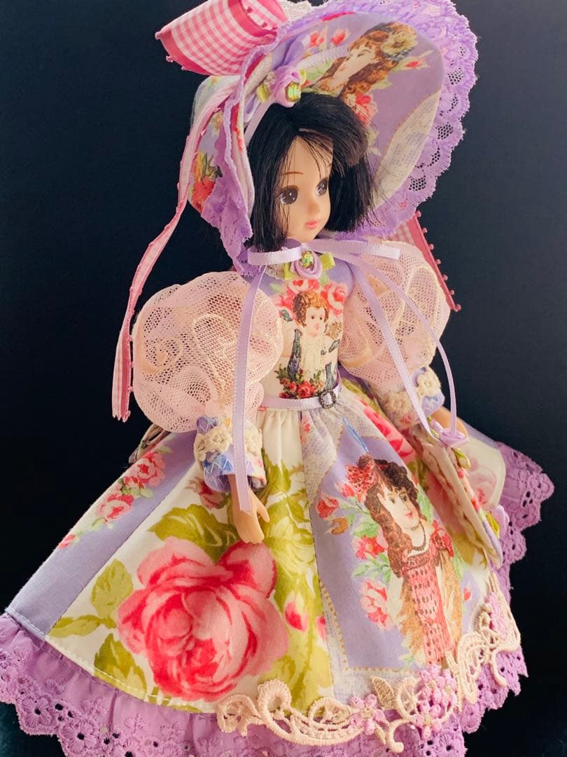 果鈴糖　ヴィクトリアン＊少女と桜＋薔薇(ラベンダー)ロリータドレス