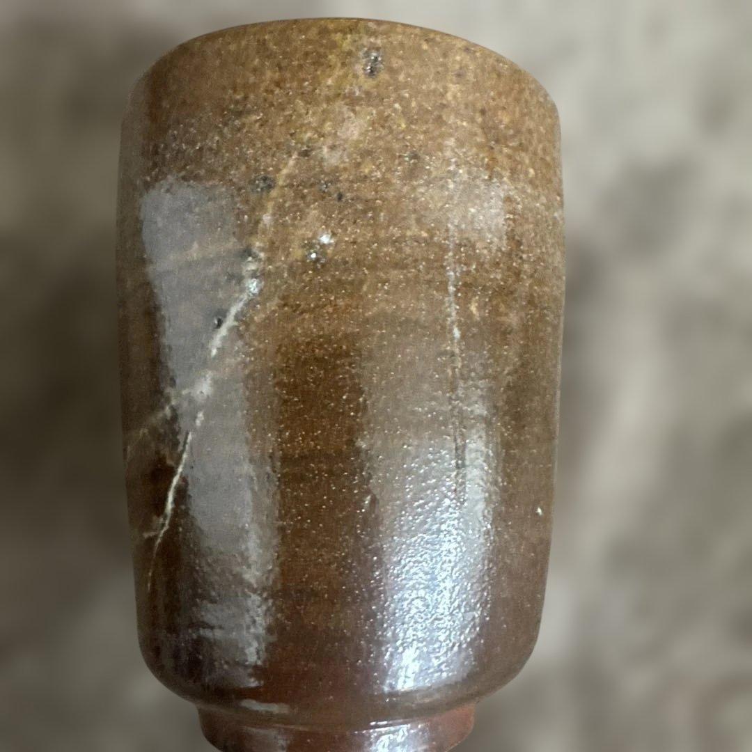 【備前焼 人間国宝・藤原雄 作 湯呑 共箱なし】／緋襷文様／印有・書付有