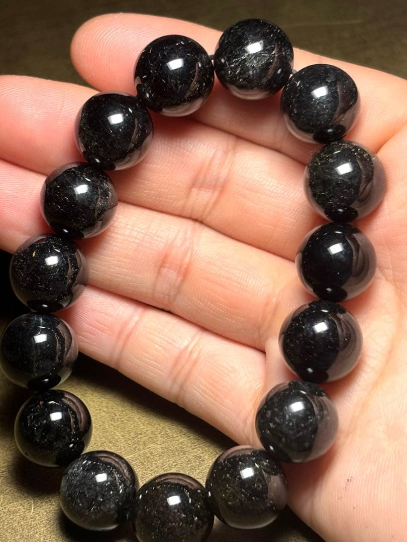 花火　ブラックルチルブレス大玉14㎜（新品未使用）ミチミチキラキラ　仕事運最強