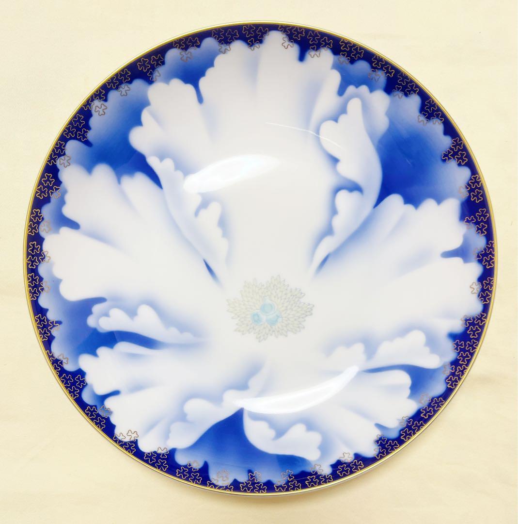 新品　美術有田焼　宮内庁御用達　深川製磁　牡丹金ミル　27cm平鉢