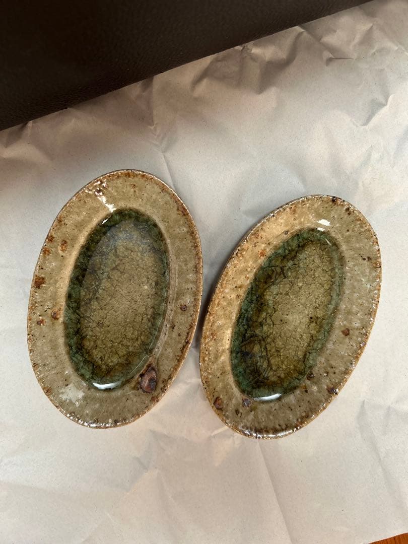 値下げ　新品　やちむん　宮城陶器　宮城正幸 オーバル皿　2個セット