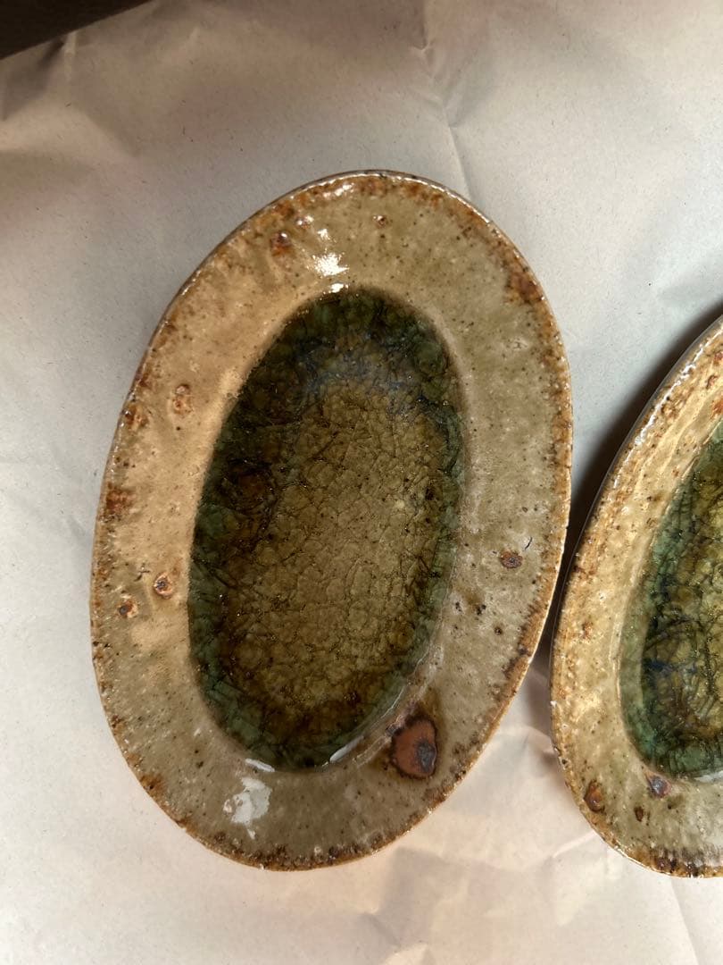 値下げ　新品　やちむん　宮城陶器　宮城正幸 オーバル皿　2個セット