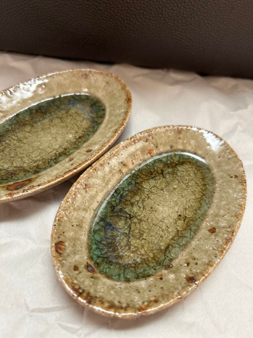 値下げ　新品　やちむん　宮城陶器　宮城正幸 オーバル皿　2個セット