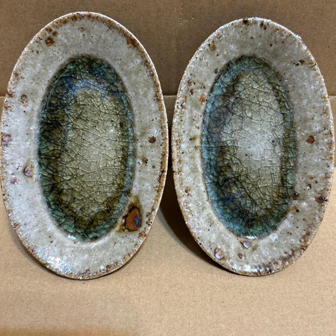 値下げ　新品　やちむん　宮城陶器　宮城正幸 オーバル皿　2個セット