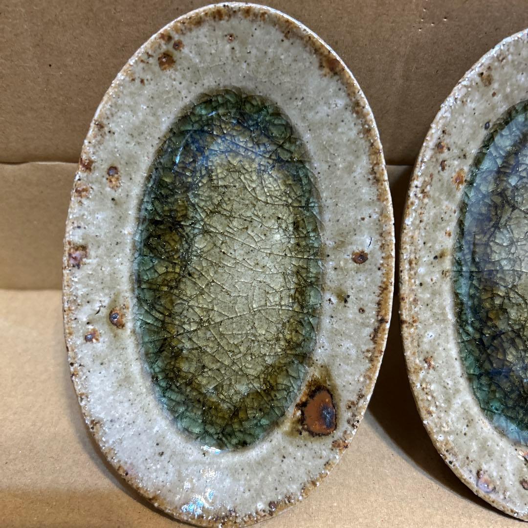 値下げ　新品　やちむん　宮城陶器　宮城正幸 オーバル皿　2個セット