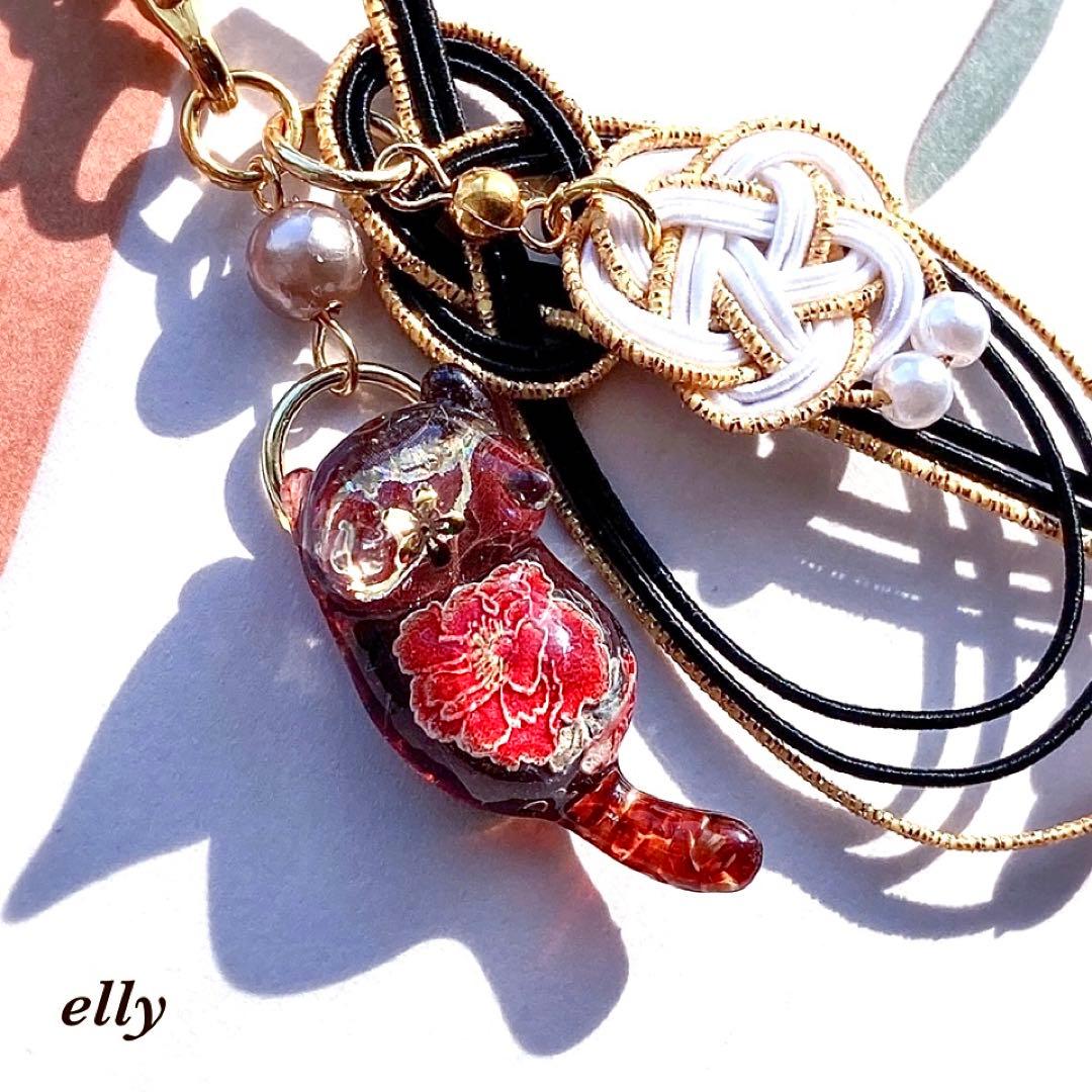 【ゼロ様】1610.天然石　琉球ガラス　光る雪　じゃれ猫　レジン　チャーム