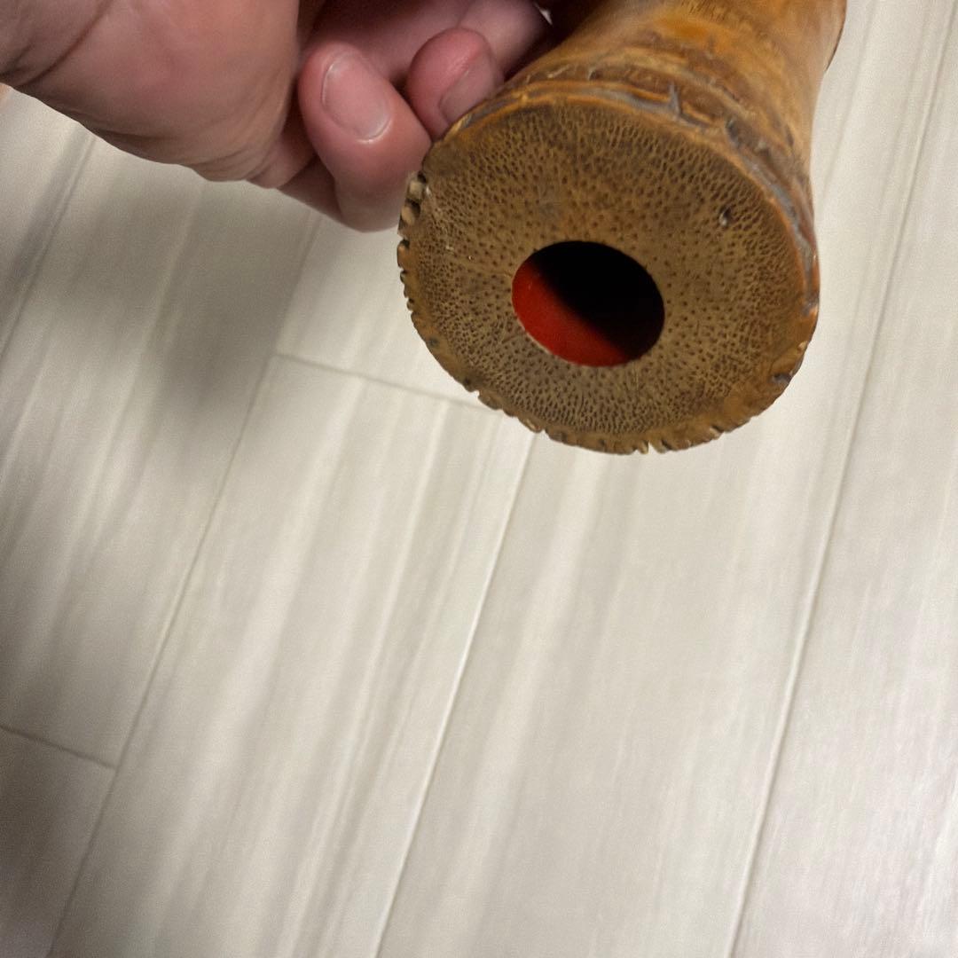尺八本体 竹製 松風刻印 約54.5cm 幅　真ん中　3.5cm 笛　中古