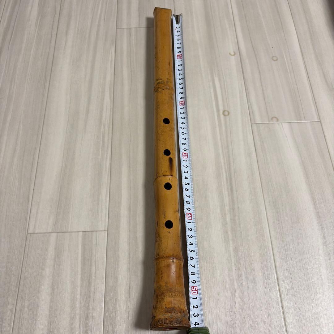 尺八本体 竹製 松風刻印 約54.5cm 幅　真ん中　3.5cm 笛　中古
