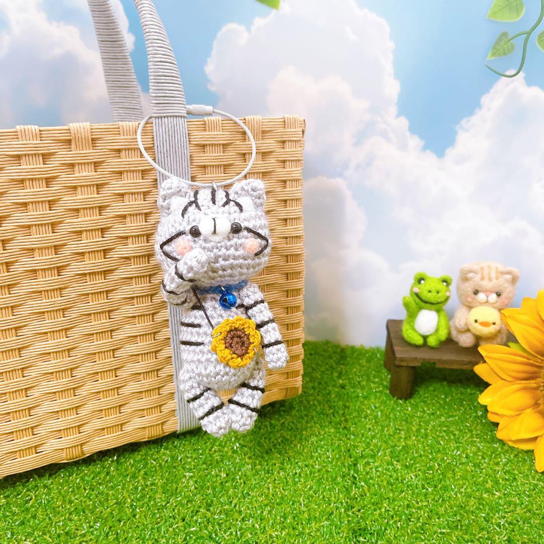 羊毛フェルト　ネコちゃん　サバトラ猫ちゃん　夏　置物　こりさま専用ページ