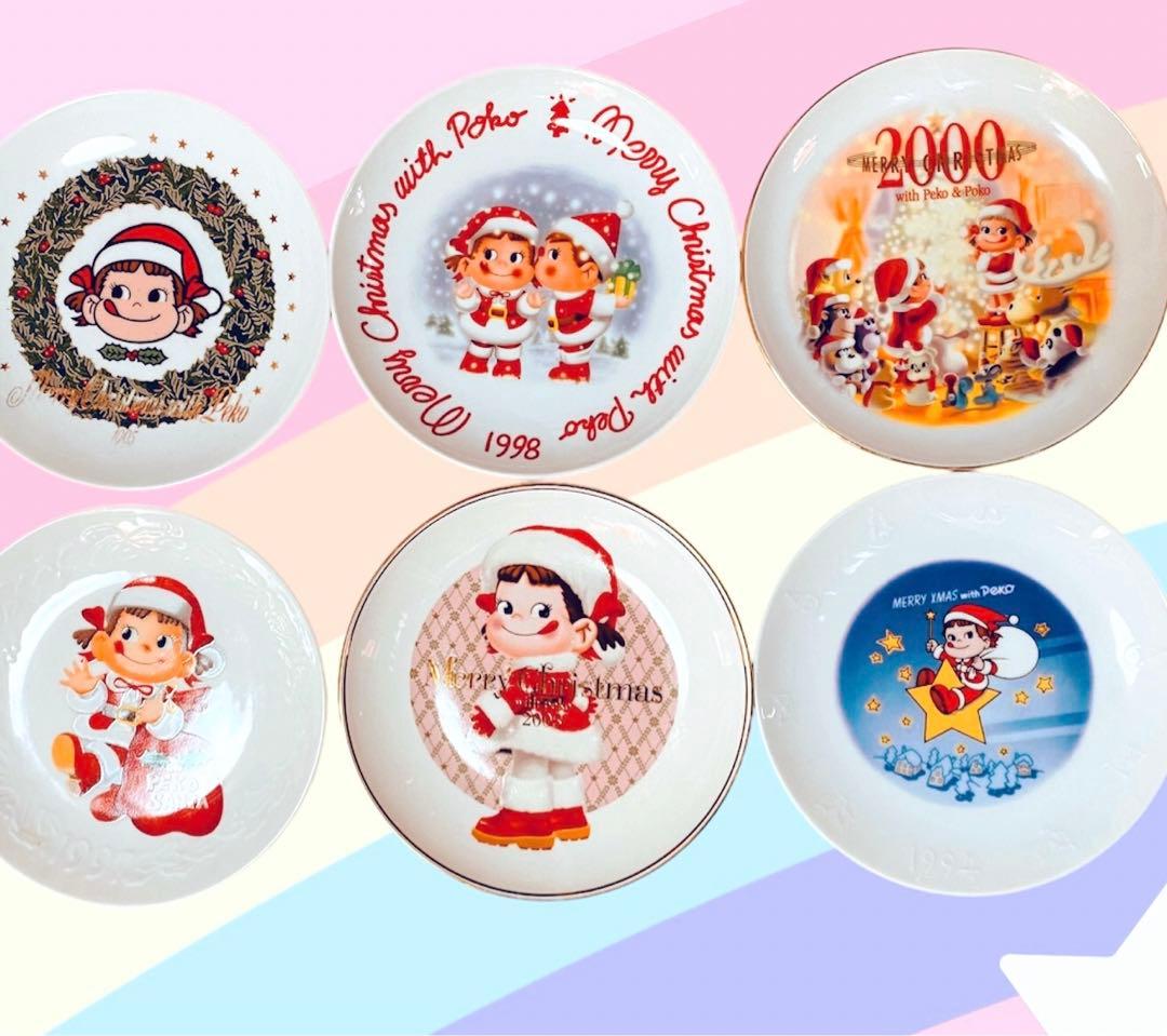レア★不二家ペコちゃんプレート皿　クリスマス柄　6枚