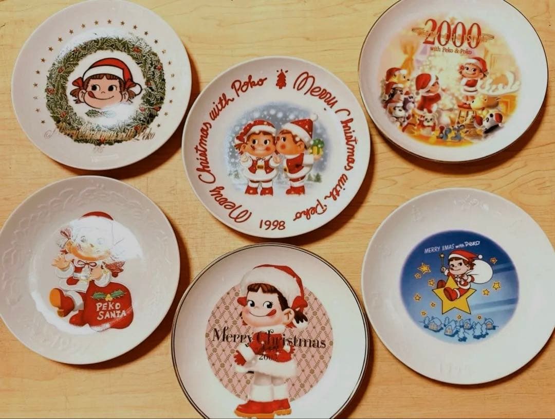 レア★不二家ペコちゃんプレート皿　クリスマス柄　6枚