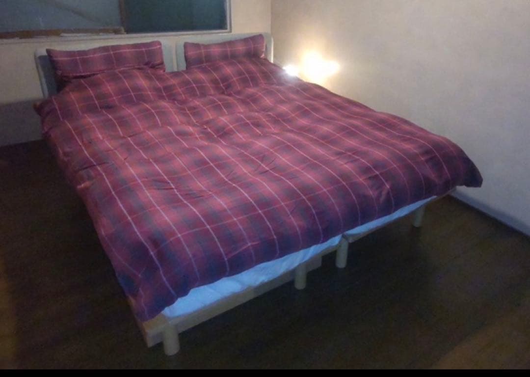 無印良品木製ベッドフレームスモール　マットレス　カバー　2台セットクイーンサイズ