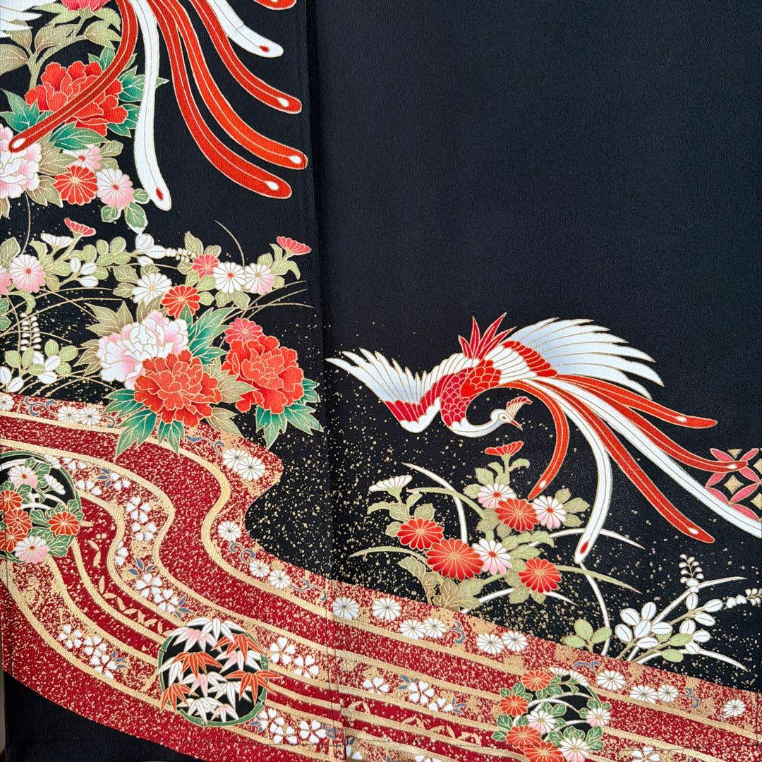 鳳凰模様の和風のれん　着物素材リメイク、ゴージャスな暖簾のれん！