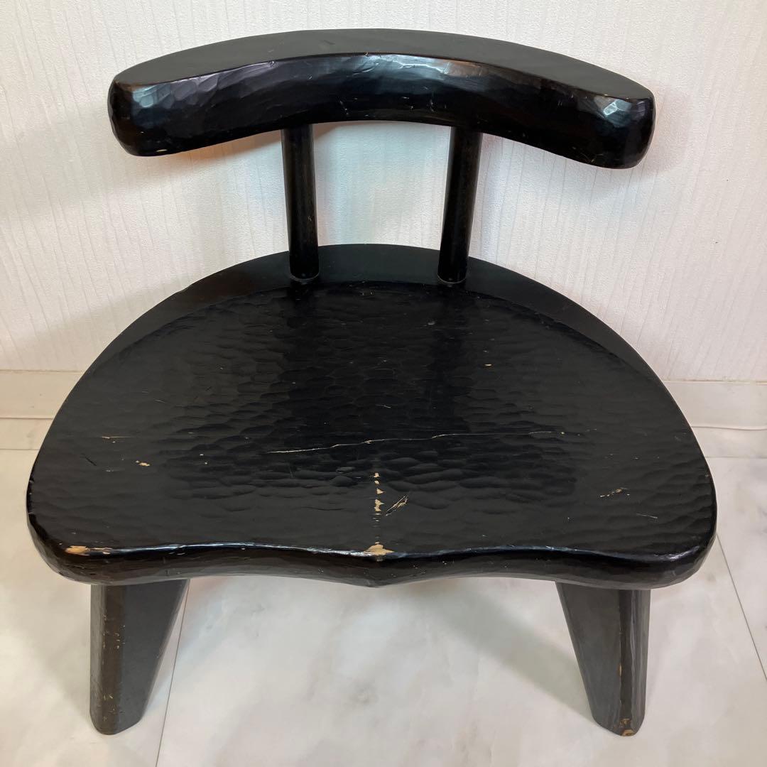 中古　ローチェア　椅子　日本製　黒　アンティーク　チェアインテリア