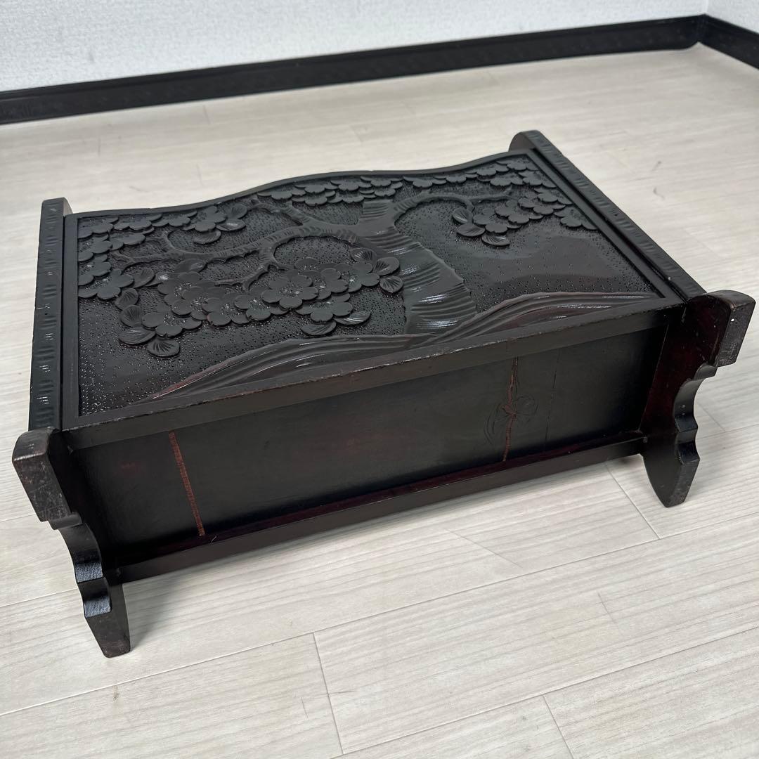 軽井沢彫り マガジンラック スリッパラック アンティーク 工芸品 桜柄 i1※