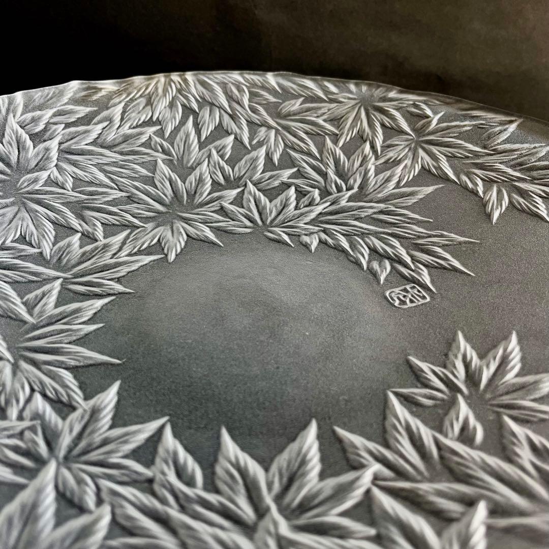 ★紅葉陰刻ガラスの大皿