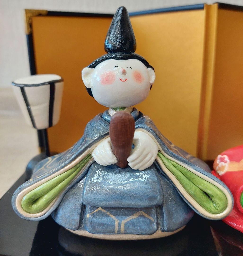 【紙粘土ハンドメイド】ひな人形 背景屏風付き