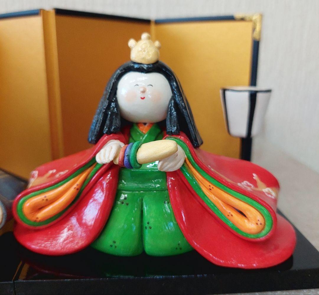 【紙粘土ハンドメイド】ひな人形 背景屏風付き