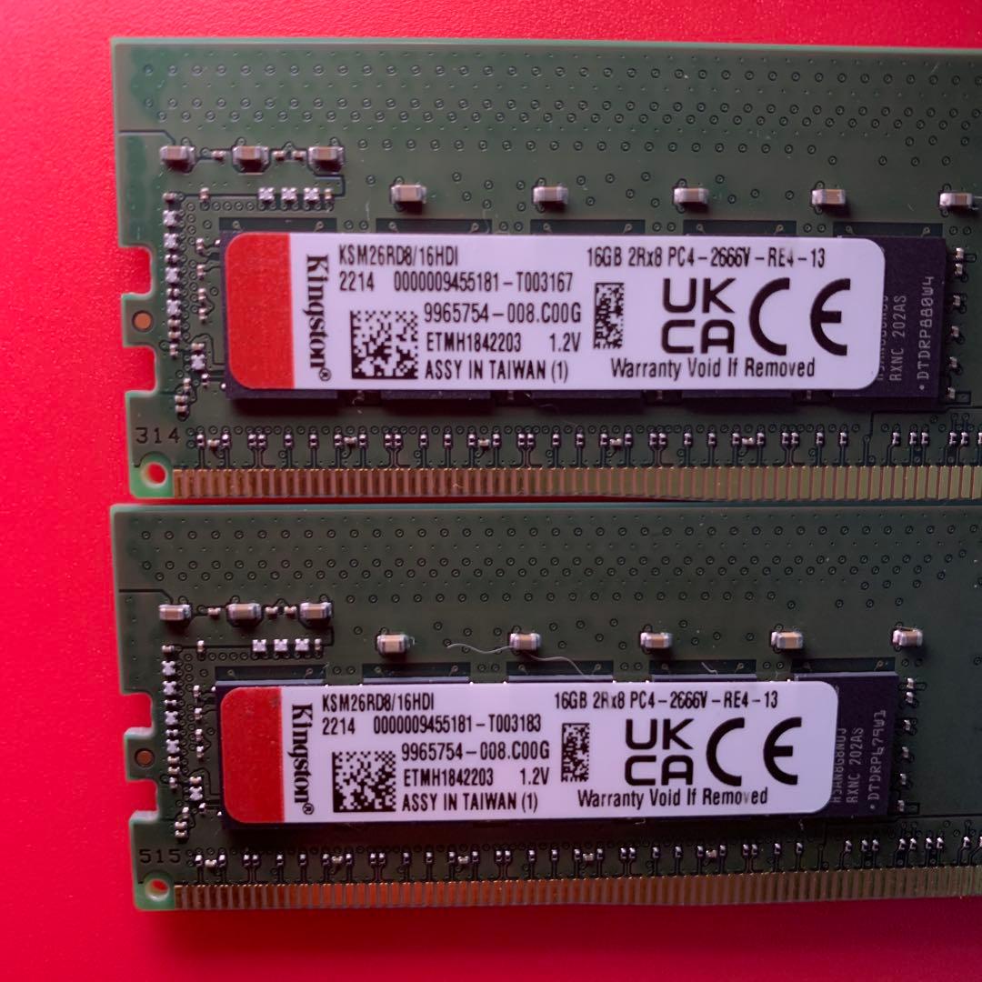 【動作品】キングストンDDR4 32GB PC4-2666V-RE4-13①