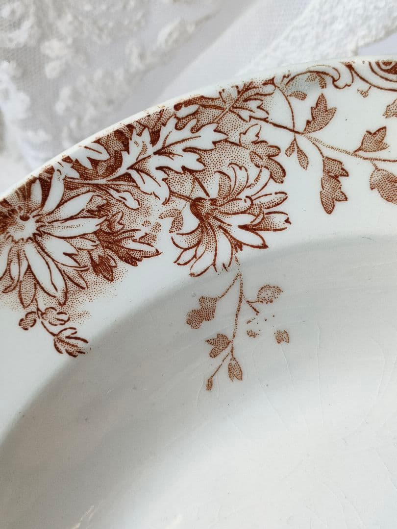 希少　美品　ジアン　FLEURS D'AUTOMN　マロン　フランスアンティーク