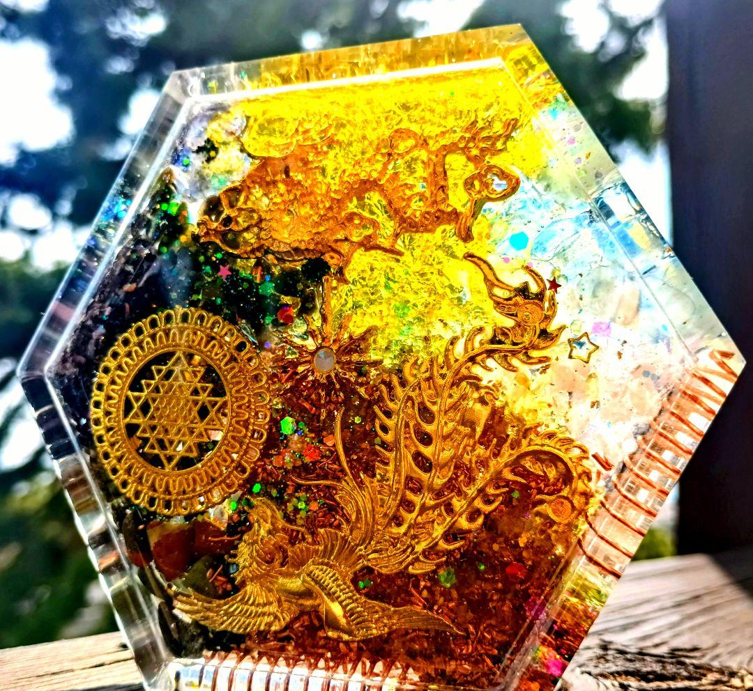六角形✧龍神様&鳳凰✧台座✧オルゴナイト❤睦月さま❤専用です