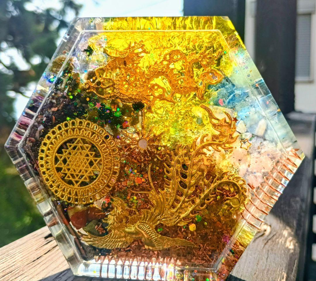 六角形✧龍神様&鳳凰✧台座✧オルゴナイト❤睦月さま❤専用です