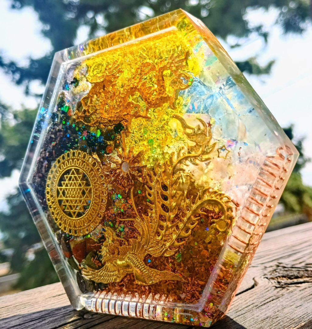 六角形✧龍神様&鳳凰✧台座✧オルゴナイト❤睦月さま❤専用です