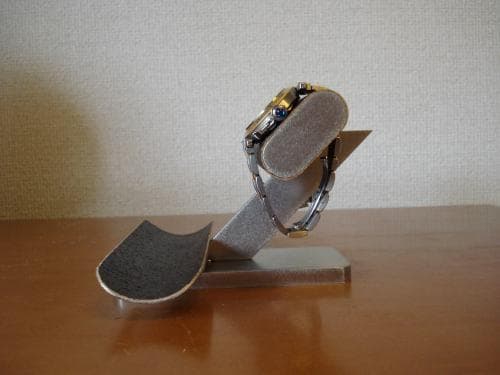 腕時計スタンド　ブラック2本掛けロングハーフパイプトレイ付き　ak-design