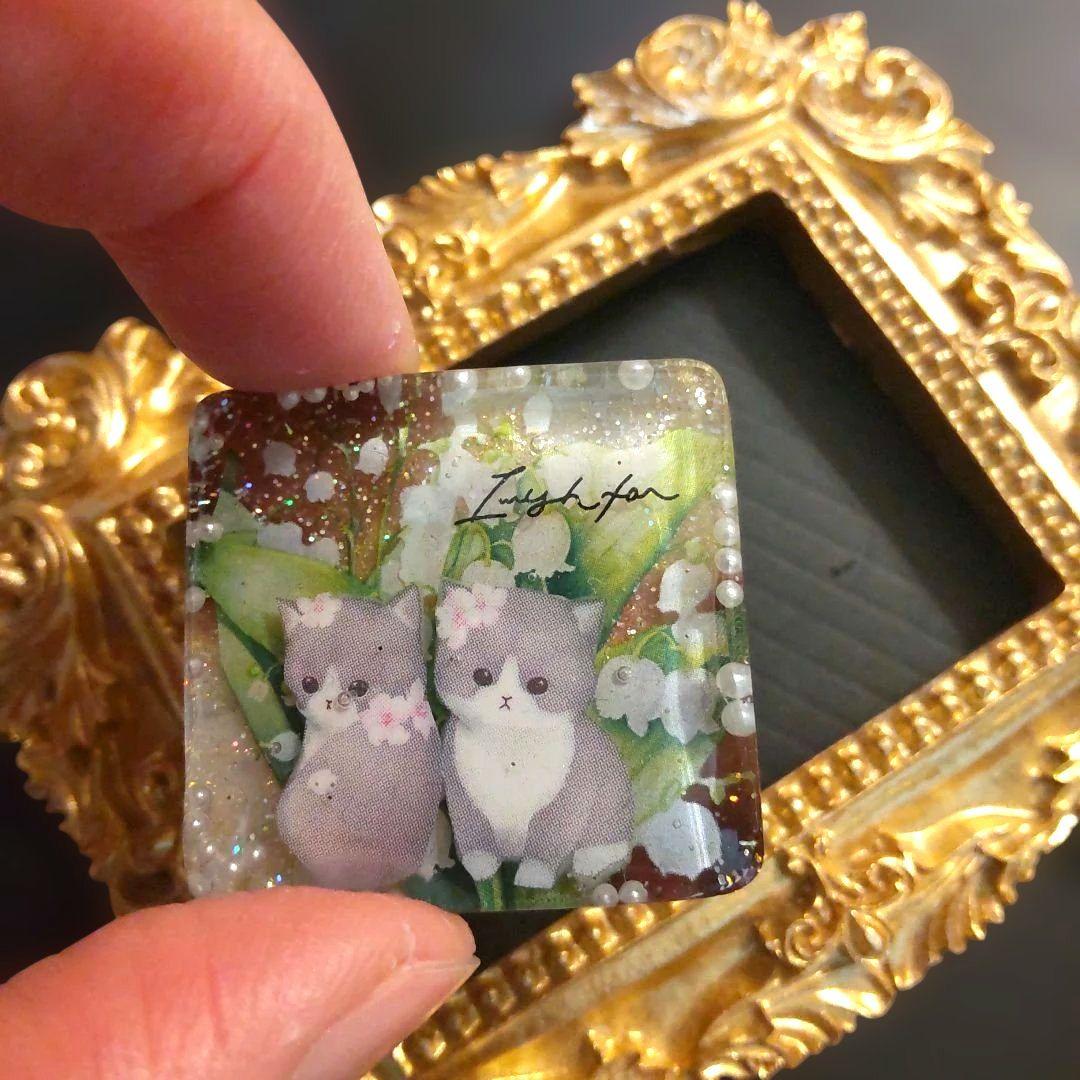 きろくん❁︎大きいサイズ‼️様鈴蘭ねこちゃん レジンヘアゴム