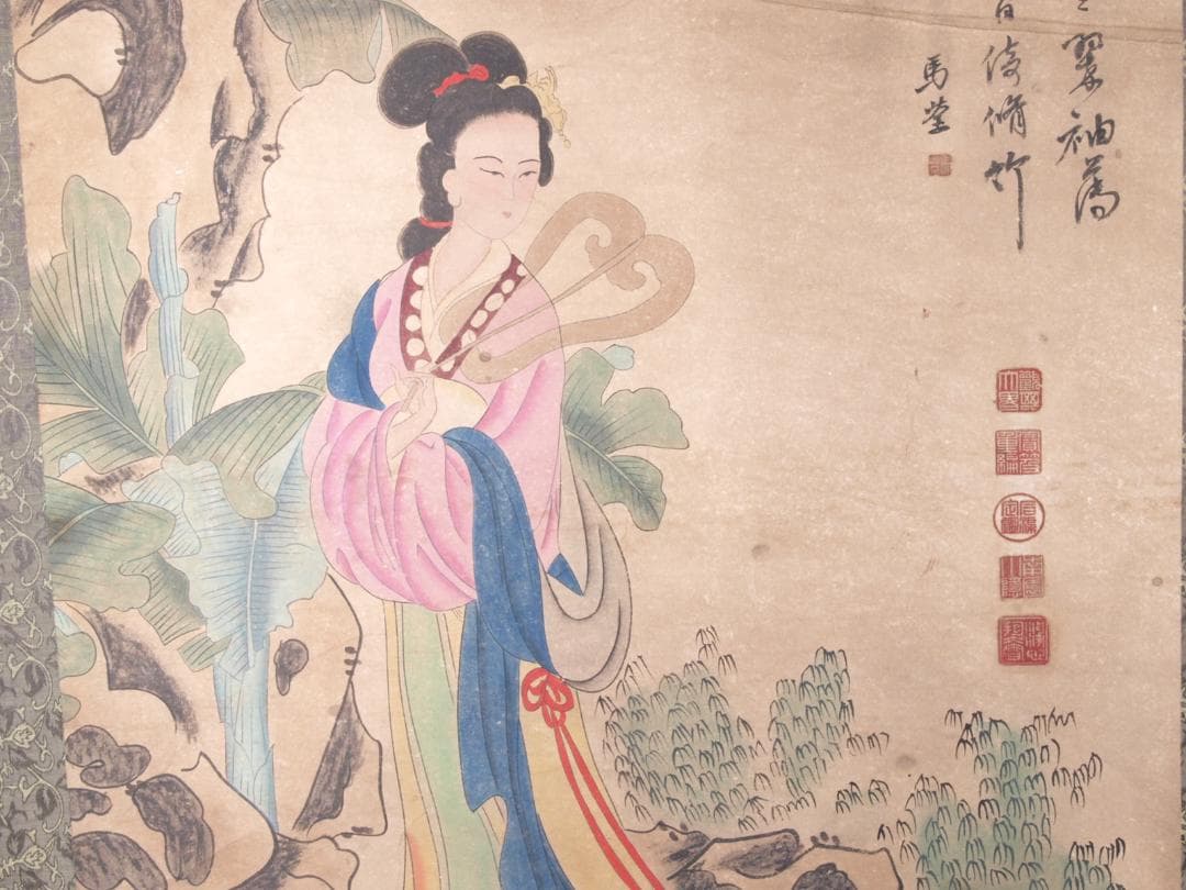 骨董市仕入れ品　中国近 時代の掛軸　肉筆保証 顾闳中 AK716A12-2