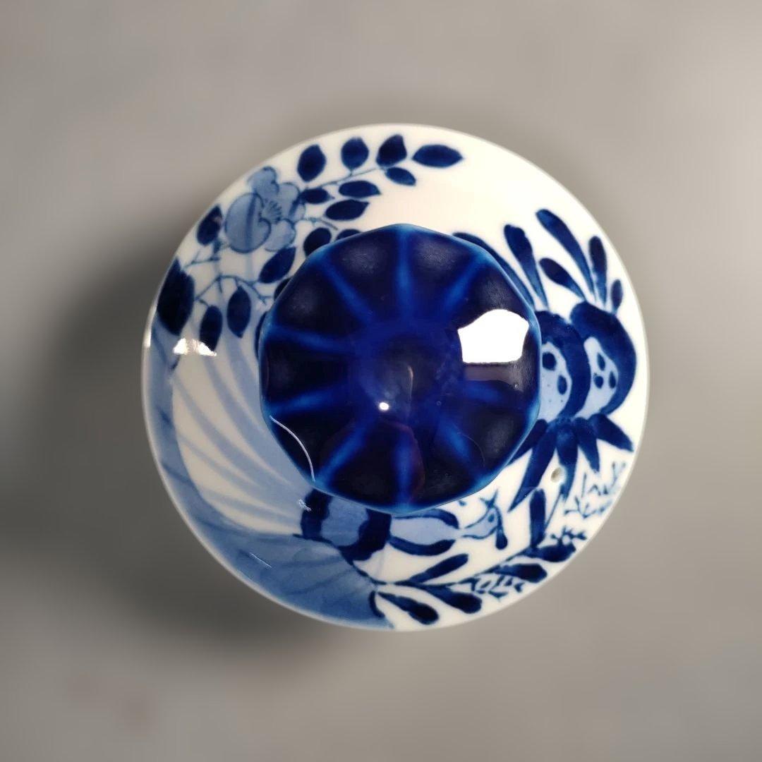 A1352-9/有田焼/深川製磁/染付花唐草文VOCポット/茶器/茶道具/煎茶器