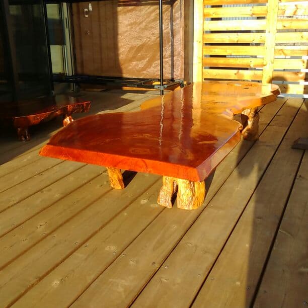 天然木1枚テーブル(自作)　材質たぶんけやき