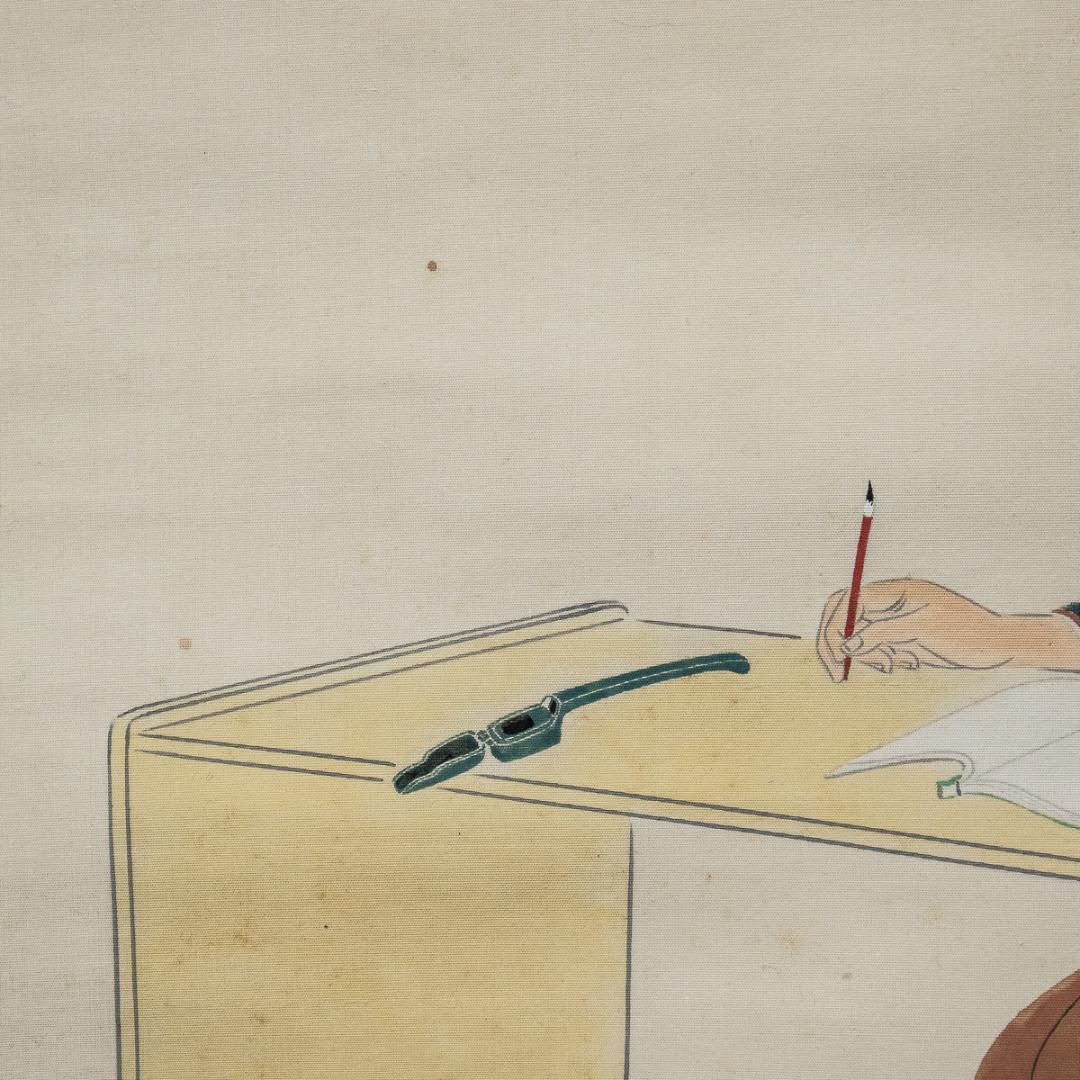 掛軸-1150　我妻碧宇　松陰先生像　共箱　二重箱　吉田松陰