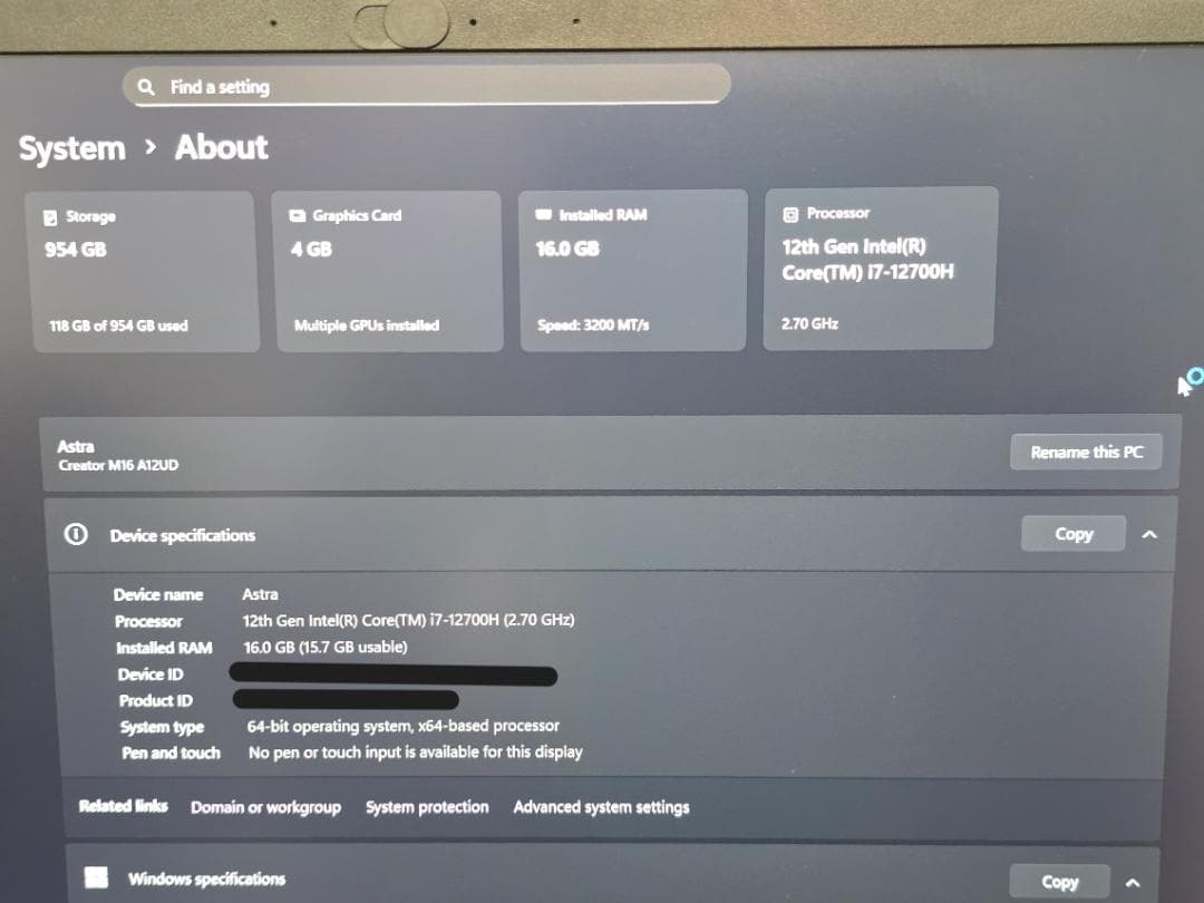 【訳あり】MSI Creator M16 A12UD