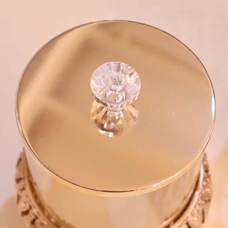 アンバーガラスジャー メタル ゴールド 小物入れ