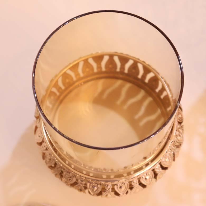 アンバーガラスジャー メタル ゴールド 小物入れ