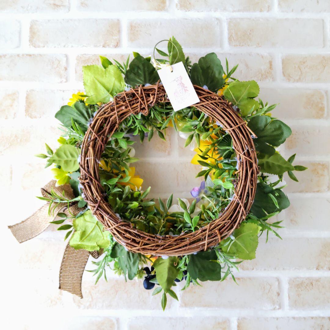 ひまわりとマスカットとお花のリース ひまわり  フラワーリース  造花